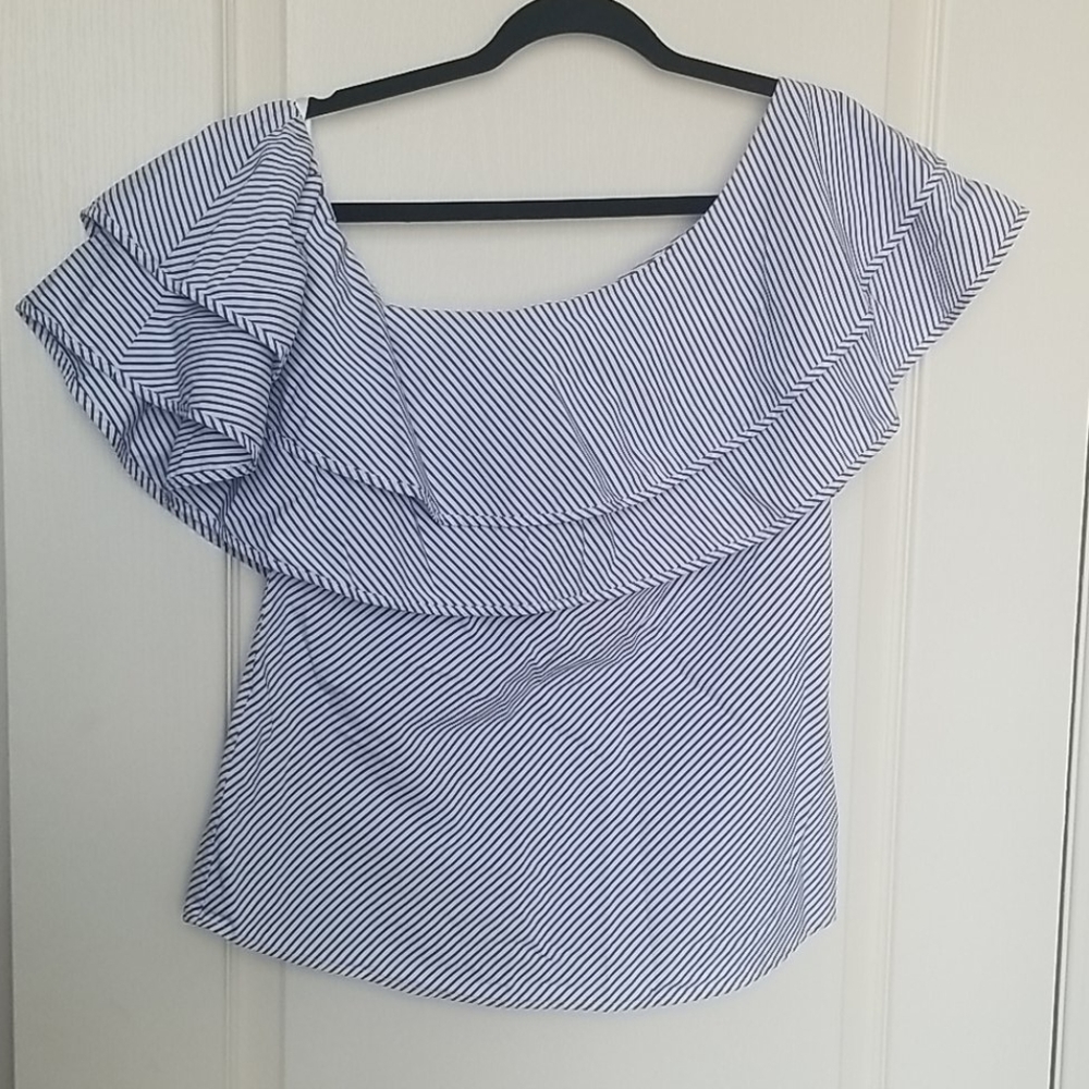 White House Black Markert Striped Off-The-Shoulder